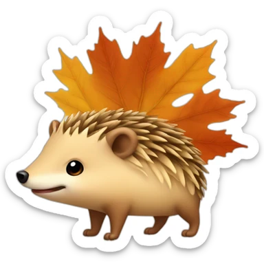 An autumn leaf on a hedgehog  sticker