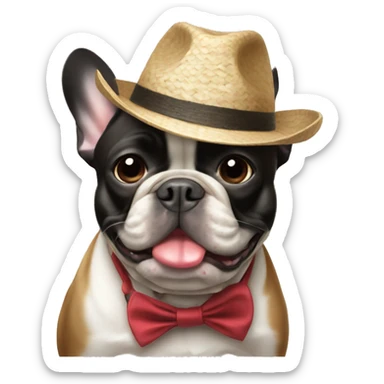 French bulldog in a Panama hat sticker