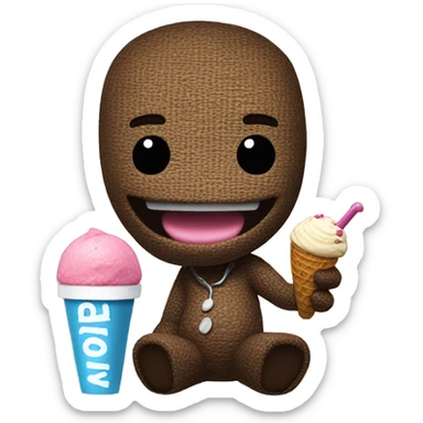 Sackboy eating ice cream sticker