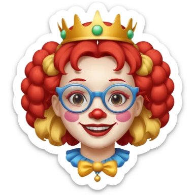 female clown with saint's halo with glasses sticker