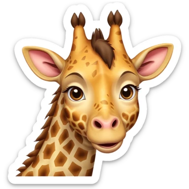 A timid giraffe peeking slightly from the side of the emoji frame, with one hoof shyly waving. Big, nervous eyes, a small smile, and exaggerated blush marks. Cute and awkward—great for lurkers saying 'hi' sticker
