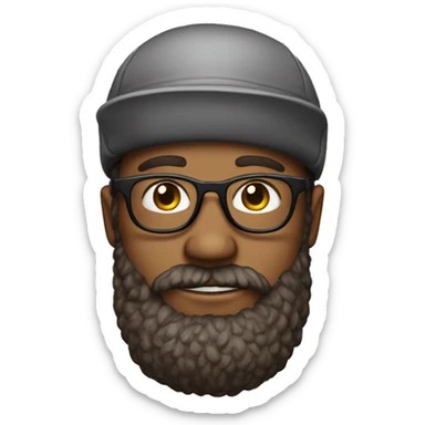 young brown-haired white man with a hat, really strong glasses, and a salt-and-pepper beard sticker