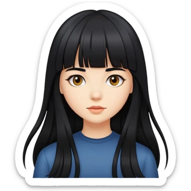 girl with long black hair and bangs  sticker