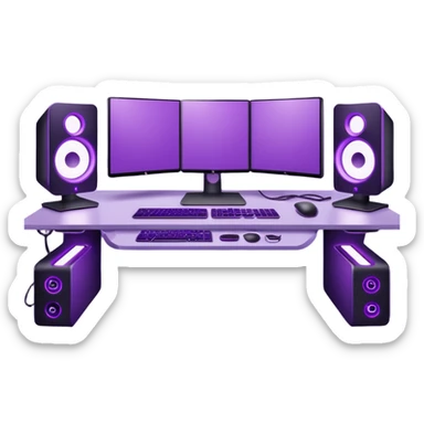 purple gaming setup with two monitors sticker