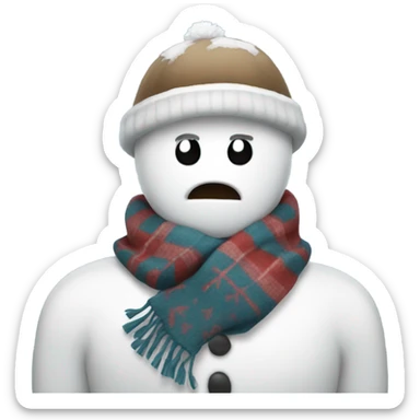 Snow man with scarf and hate  sticker