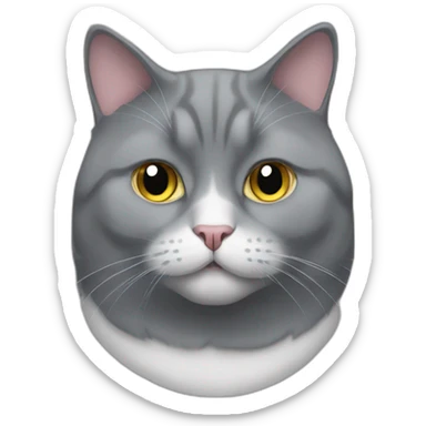Fat grey tuxedo cat sticker