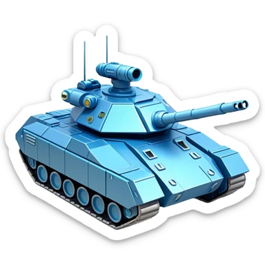 Clash of Clans aesthetic: Cinematic heroic Space Tank Emoji, rendered in a 3D vector-style similar to standard emojis with minimal shading and bold, simplified shapes. A robust, isometric armored vehicle with sleek futuristic plating and energy cannons, softly glowing with a high-tech cosmic combat charm. Simplified yet unmistakably iconic, highly detailed and consistent, glowing with a soft radiant shine and high gloss. Stylized with a touch of intergalactic warfare and a soft glowing outline, capturing the essence of a futuristic battle machine with a friendly, playful spirit! sticker