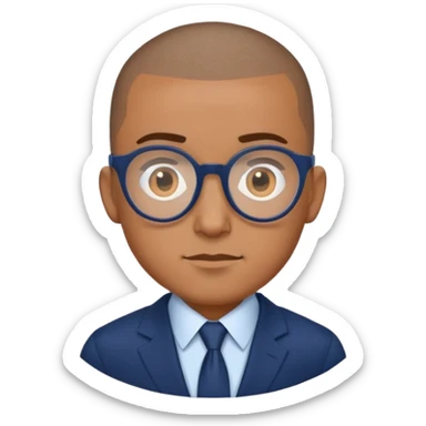 Buzz cut Latino with oval head glasses and dark blue business suit  sticker