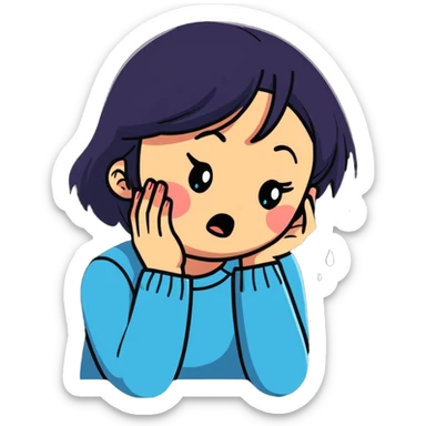 a girl crying in pain, sad, tears streaming down face sticker