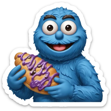 emoji from a french cookie monster with croissant sticker
