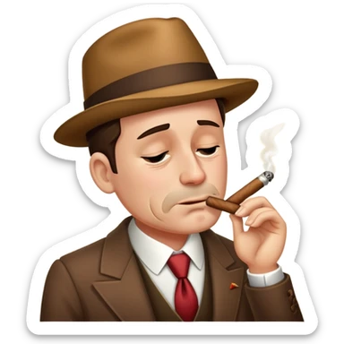 1890’s old fashioned fella wearing elegant clothes crying while smoking a cigar sticker
