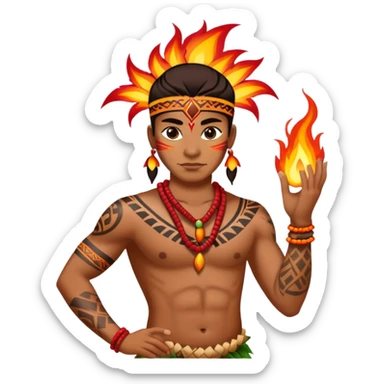 Hawaiian fire dancer with lots of tribal tattoos sticker