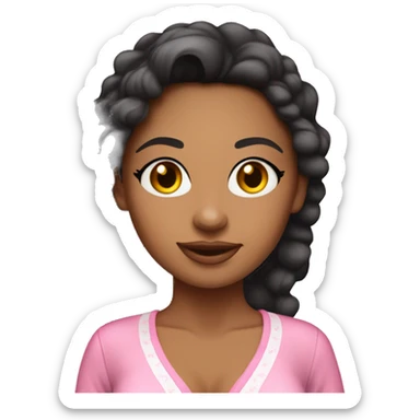 Tan skin girl wearing a pink Coquette pj set sticker