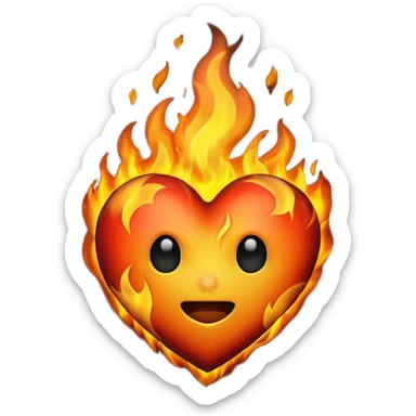 Black heart ani fire sticker