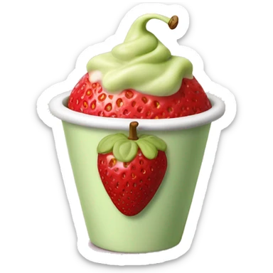 Pistachio cream covered strawberry in a cup  sticker