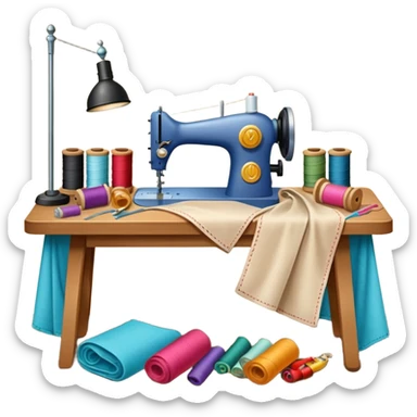 a simple seamstress worktable  sticker