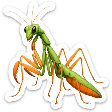 Orange praying mantis sticker