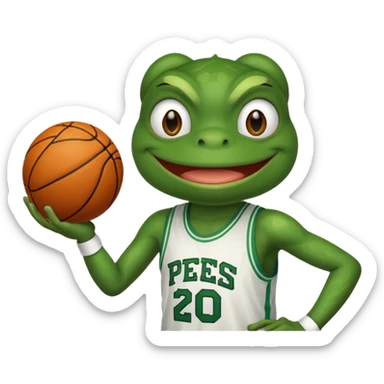 pepe frog throwing a basketball sticker
