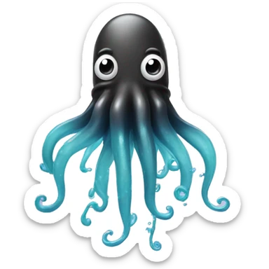 A squid squirting 3 drops of ink sticker
