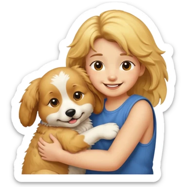 Cute dog with human cuddling sticker