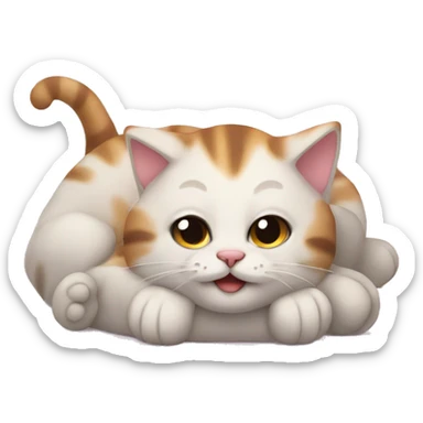 Cute cat laying on its back sticker