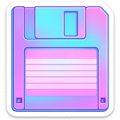 vaporwave style floppy disk, pastel colors, no background sticker