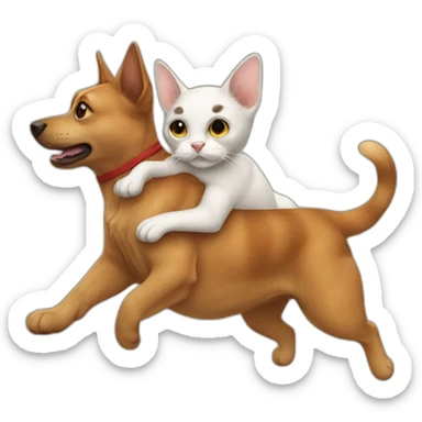 Dog riding cat sticker