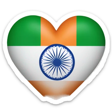indian flag in heart sticker