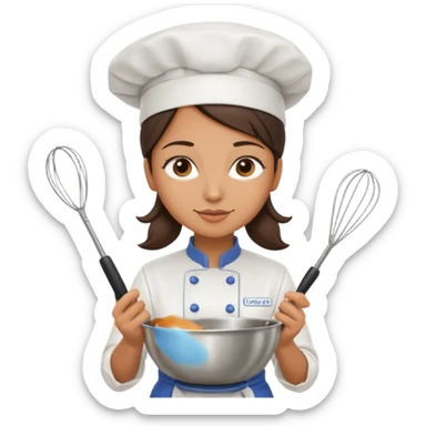 female chef holding whisk and bowl sticker