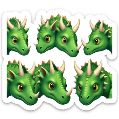 faces of different office green triceratops sticker