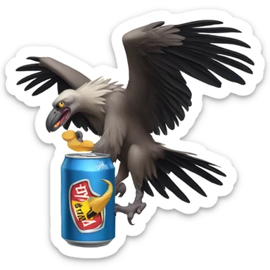 vulture holding a beer sticker