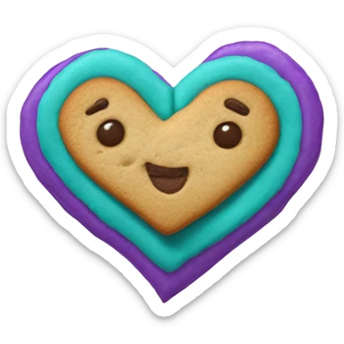 Cookie heart with purple teal awareness ribbon loop sticker