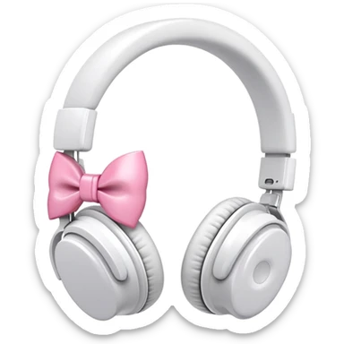 White headphones with pink bow sticker