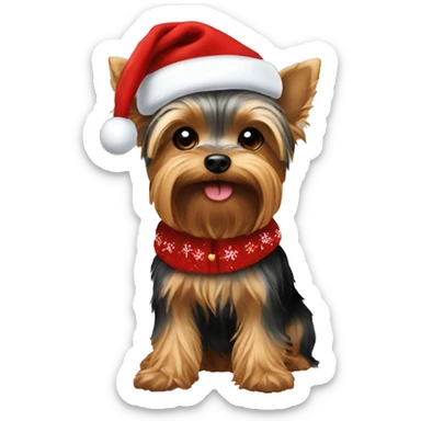 Yorkie wearing Christmas clothes sticker