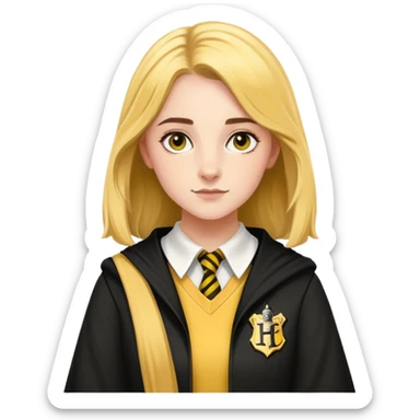 Charlotte Skeoch is hannah abbott in harry potter, wear hogwarts Hufflepuff uniform sticker