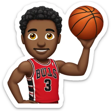 basketball player style "bitmoji snapchat", with red chicago bulls tshirt sticker