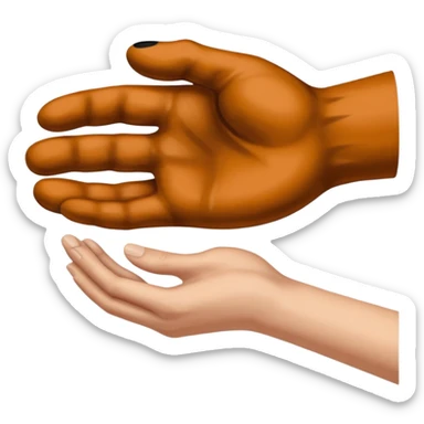 there is a drawing of a human hand gently reaching toward a dog’s paw. The dog has brown fur with black areas, and the paw is extended like it’s about to touch the person’s fingers sticker