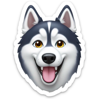 Husky with 2 different colored eyes that is smiling with tongue out sticker