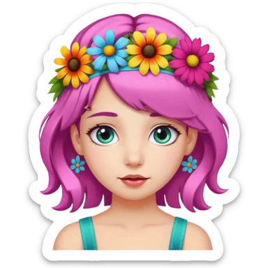 girl with flower hair band  sticker