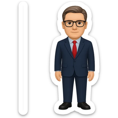 Create a full body figure of Keir Starmer standing confidently with glasses, keeping the background transparent. Maintain the emoji style and appearance from the reference image. sticker