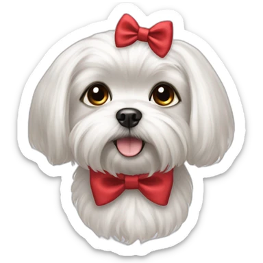 Maltese dog female with a hair bow and black eyes, sticker