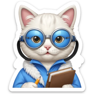 funny cat with planner with blue goggles sticker