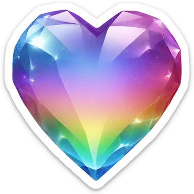 rainbow crystal heart sticker