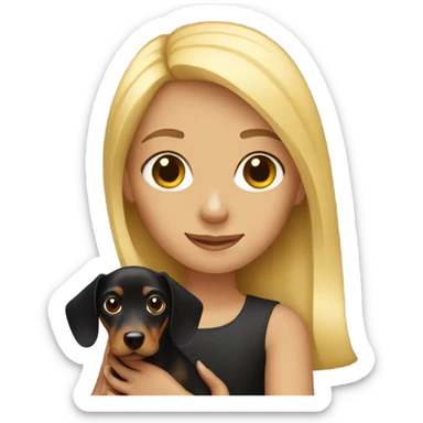 Blonde girl with a dachshund  sticker