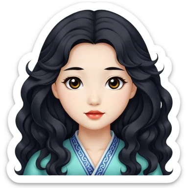 Beautiful girl,Black hair,wavy hair，long hair,Black eyes,Chinese only generate thet girl at the letf sticker