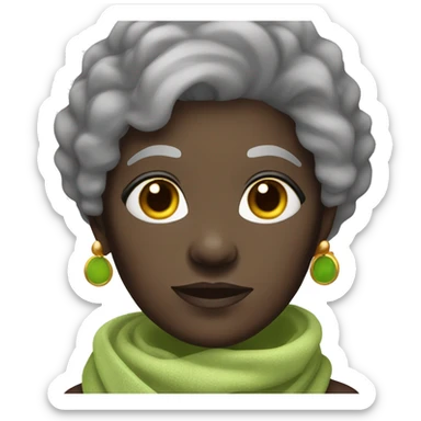 Beautiful darkskin old woman with scarf with dark brown hair with sight grey hair sticker