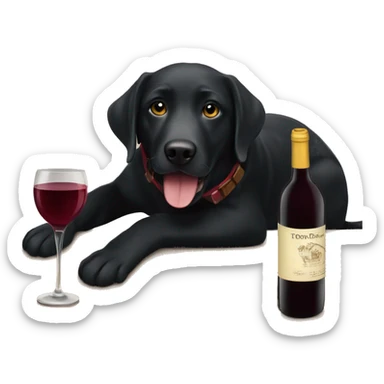 Black lab drinking wine  sticker