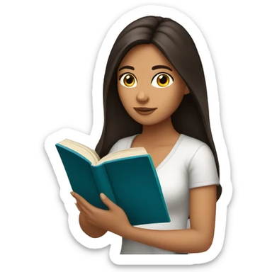 Brunette Latina girl reading a book sticker