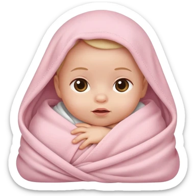 Baby girl newborn in a light pink blanket  sticker