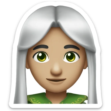 Long black hair elf with green eyes  sticker